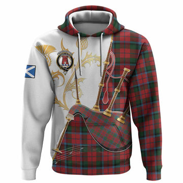 MacNaughton (McNaughton) Tartan Family Crest Hoodie Bagpipes with Scottish Thistle