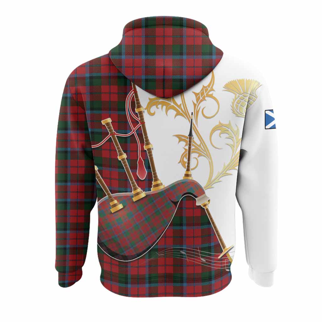 MacNaughton (McNaughton) Tartan Family Crest Hoodie Bagpipes with Scottish Thistle
