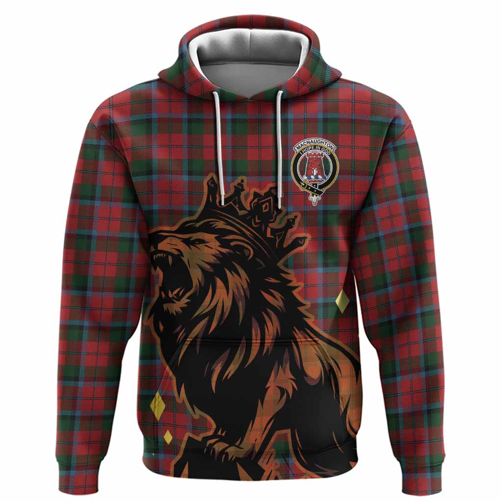 MacNaughton (McNaughton) Tartan Family Crest Hoodie Crowned Lion Roaring