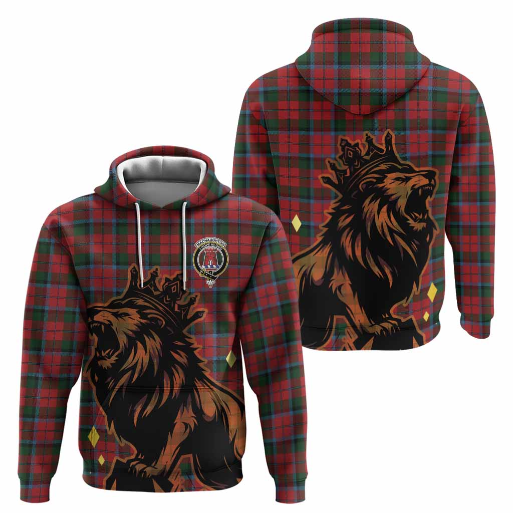 MacNaughton (McNaughton) Tartan Family Crest Hoodie Crowned Lion Roaring