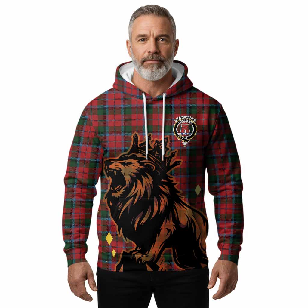 MacNaughton (McNaughton) Tartan Family Crest Hoodie Crowned Lion Roaring