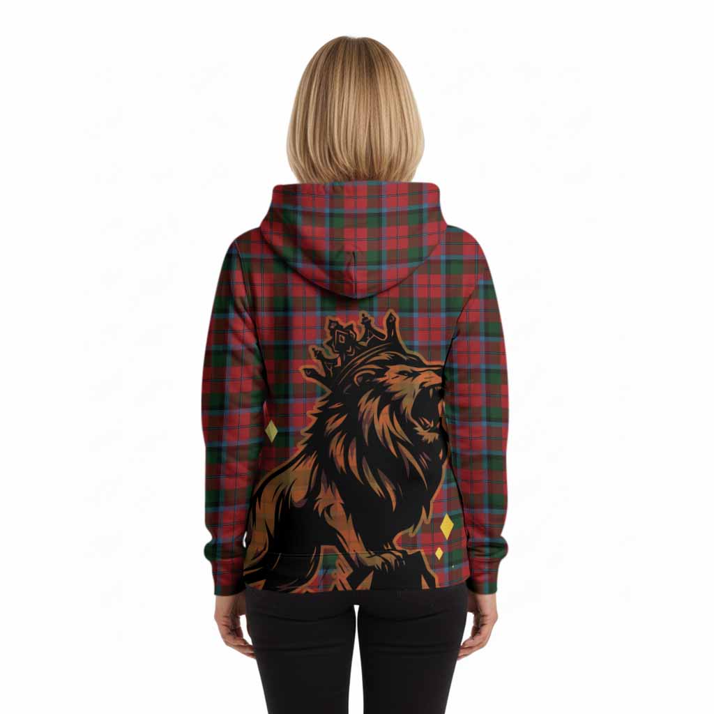 MacNaughton (McNaughton) Tartan Family Crest Hoodie Crowned Lion Roaring