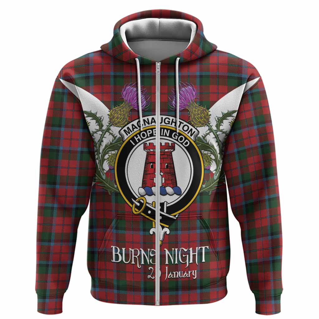 MacNaughton (McNaughton) Tartan Family Crest Hoodie Scottish Burns Night Thistle Floral
