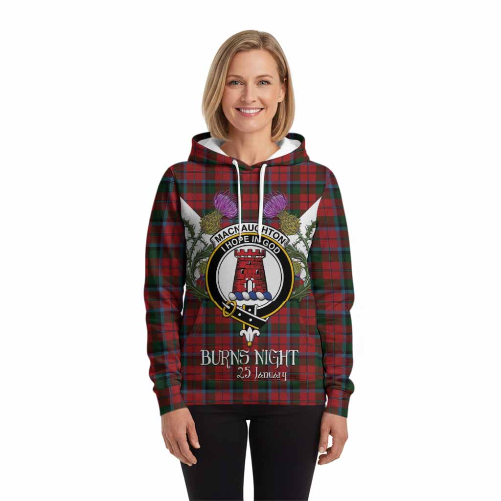 MacNaughton (McNaughton) Tartan Family Crest Hoodie Scottish Burns Night Thistle Floral
