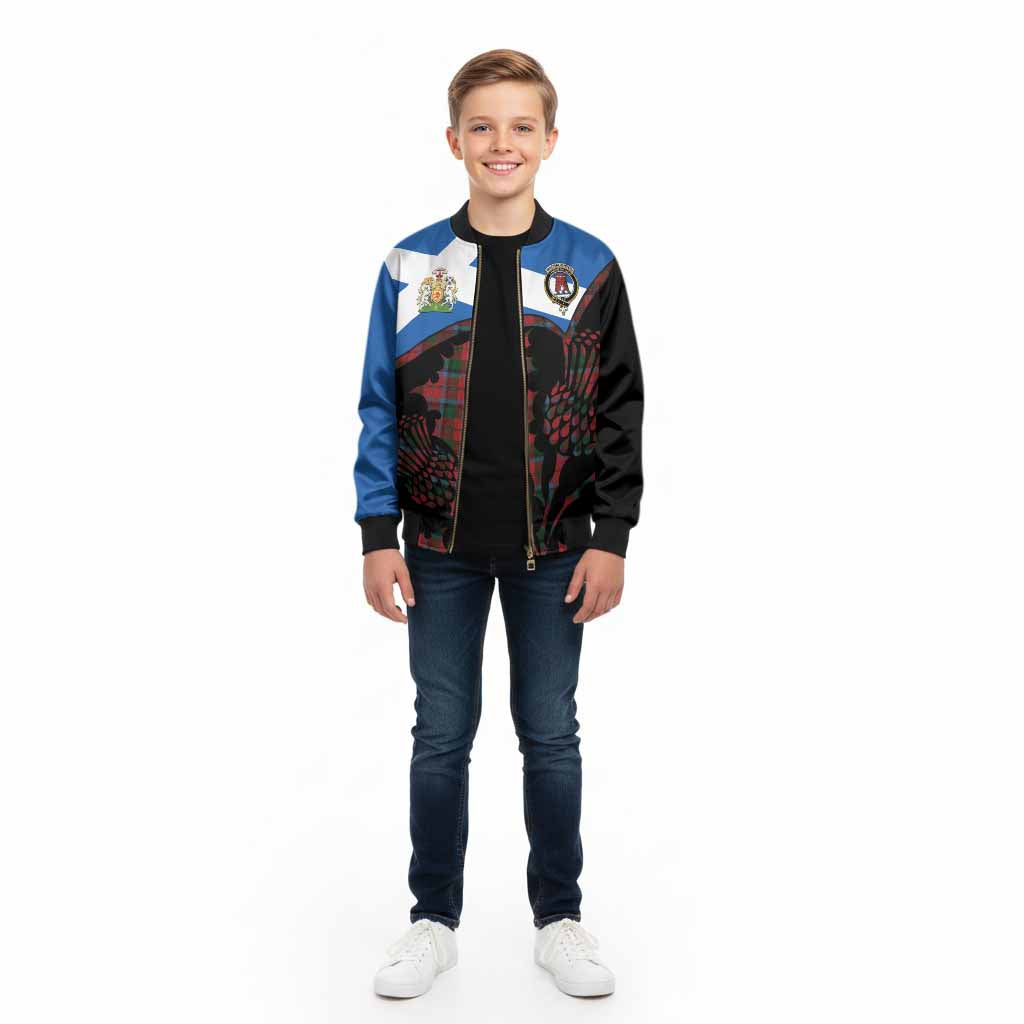 MacNaughton (McNaughton) Tartan Family Crest Kid Bomber Jacket Scotland Thistle Floral Flag Style
