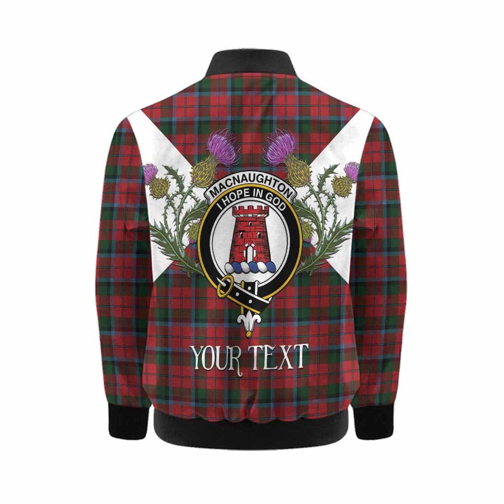 MacNaughton (McNaughton) Tartan Family Crest Kid Bomber Jacket Scottish Burns Night Thistle Floral
