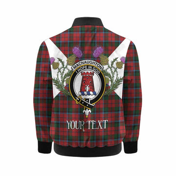 MacNaughton (McNaughton) Tartan Family Crest Kid Bomber Jacket Scottish Burns Night Thistle Floral