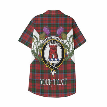 MacNaughton (McNaughton) Tartan Family Crest Kid Hawaiian Shirt Scottish Burns Night Thistle Floral