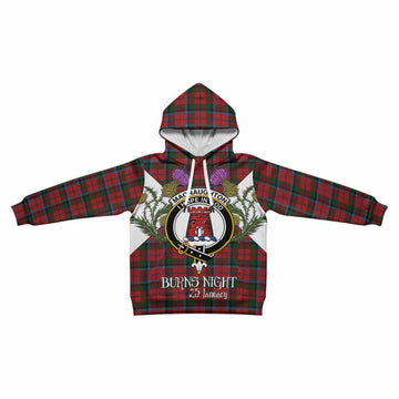 MacNaughton (McNaughton) Tartan Family Crest Kid Hoodie Scottish Burns Night Thistle Floral