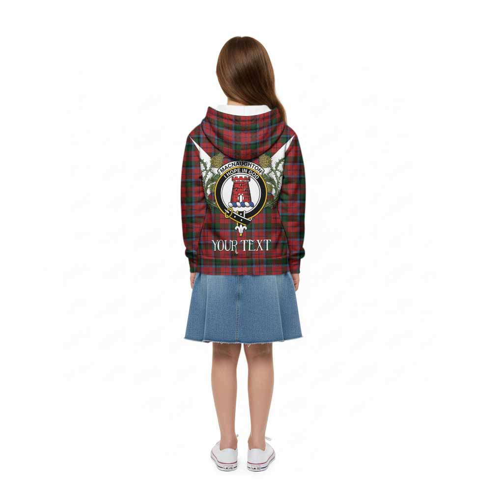 MacNaughton (McNaughton) Tartan Family Crest Kid Hoodie Scottish Burns Night Thistle Floral