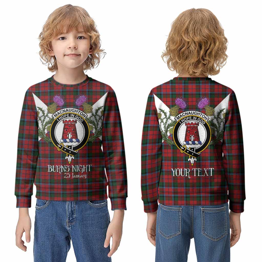 MacNaughton (McNaughton) Tartan Family Crest Kid Knitted Sweatshirt Scottish Burns Night Thistle Floral