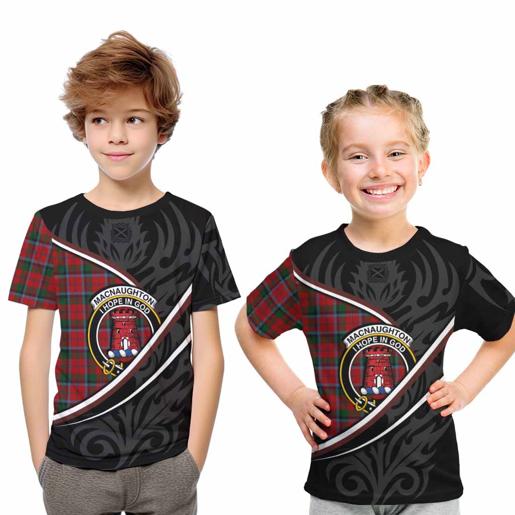 MacNaughton (McNaughton) Tartan Family Crest Kid T-shirt Celtic Scottish Thistle Floral - Tartan Vibes Clothing