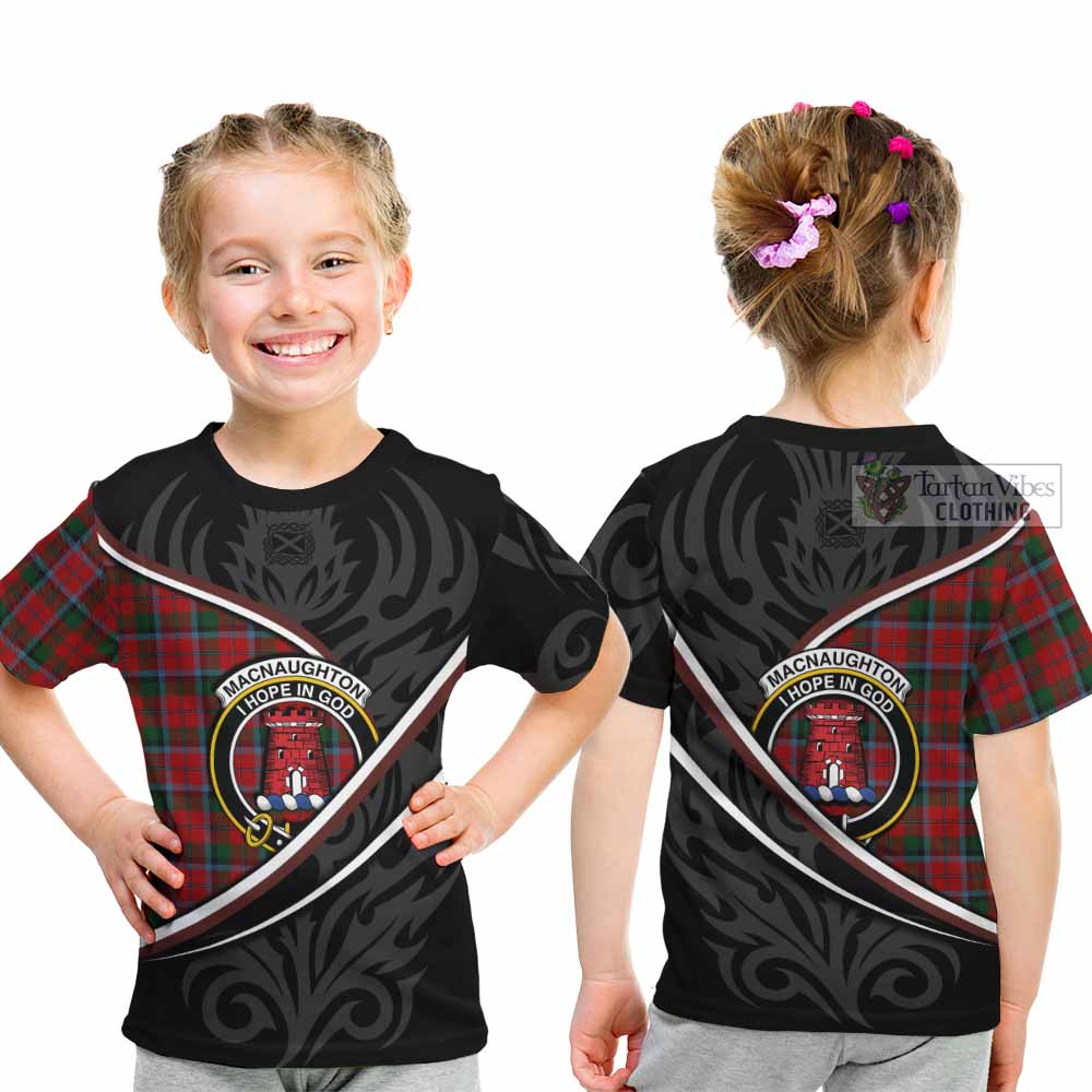 MacNaughton (McNaughton) Tartan Family Crest Kid T-shirt Celtic Scottish Thistle Floral - Tartan Vibes Clothing