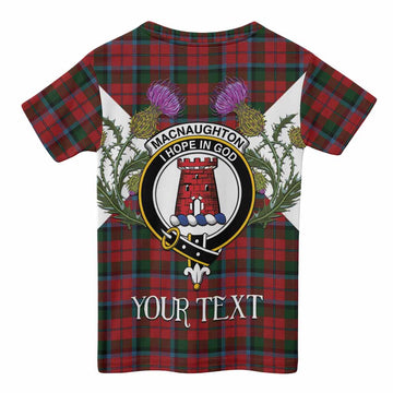 MacNaughton (McNaughton) Tartan Family Crest Kid T-shirt Scottish Burns Night Thistle Floral