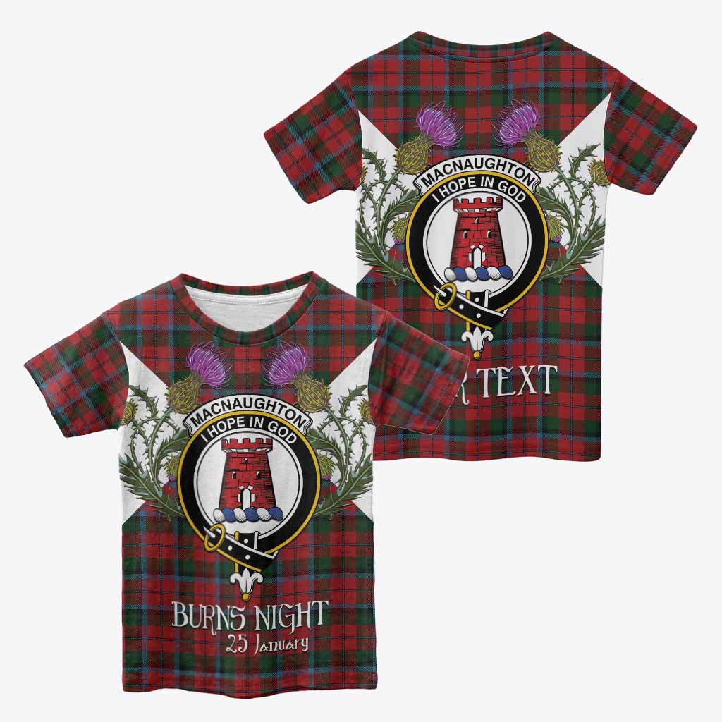 MacNaughton (McNaughton) Tartan Family Crest Kid T-shirt Scottish Burns Night Thistle Floral