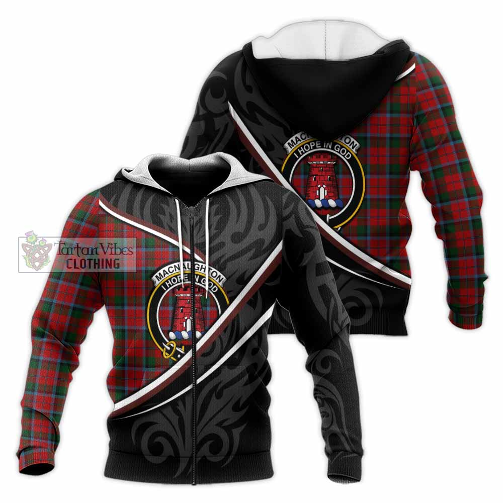 MacNaughton (McNaughton) Tartan Family Crest Knitted Hoodie Celtic Scottish Thistle Floral - Tartan Vibes Clothing