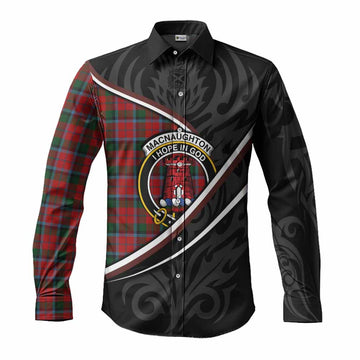 MacNaughton (McNaughton) Tartan Family Crest Long Sleeve Button Shirts Celtic Scottish Thistle Floral