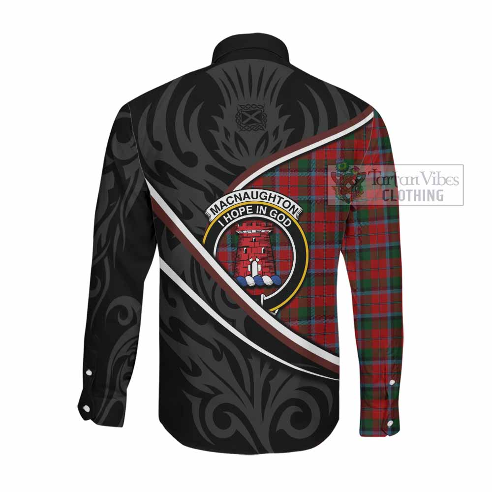 MacNaughton (McNaughton) Tartan Family Crest Long Sleeve Button Shirts Celtic Scottish Thistle Floral - Tartan Vibes Clothing