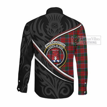 MacNaughton (McNaughton) Tartan Family Crest Long Sleeve Button Shirts Celtic Scottish Thistle Floral