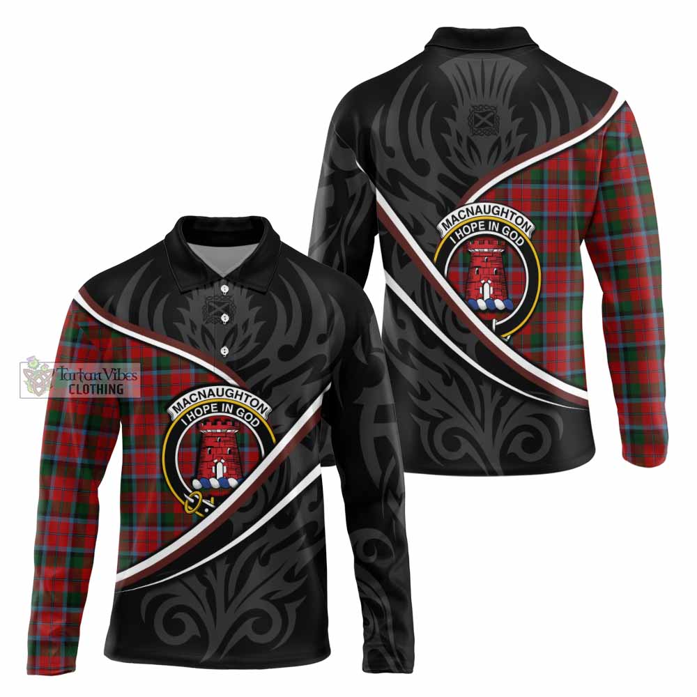 MacNaughton (McNaughton) Tartan Family Crest Long Sleeve Polo Shirt Celtic Scottish Thistle Floral - Tartan Vibes Clothing
