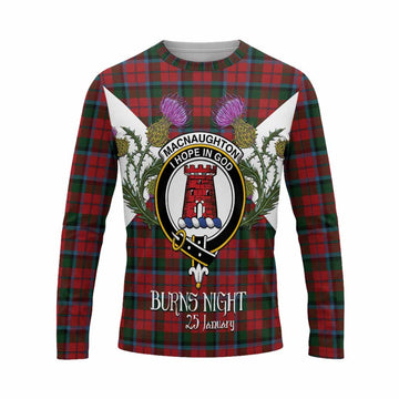 MacNaughton (McNaughton) Tartan Family Crest Long Sleeve T-Shirt Scottish Burns Night Thistle Floral