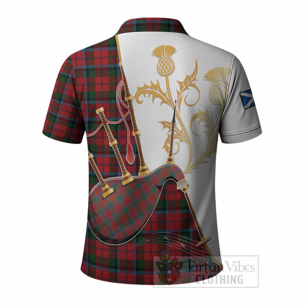 MacNaughton (McNaughton) Tartan Family Crest Polo Shirt Bagpipes with Scottish Thistle