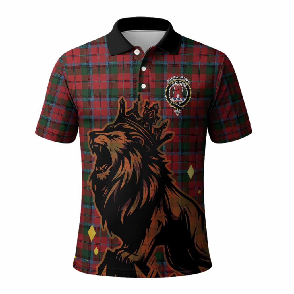 MacNaughton (McNaughton) Tartan Family Crest Polo Shirt Crowned Lion Roaring