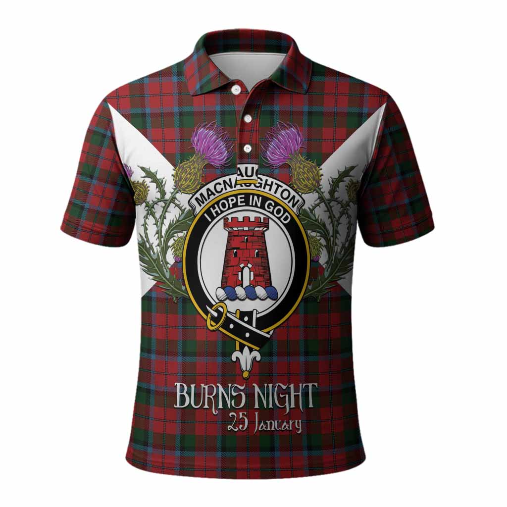 MacNaughton (McNaughton) Tartan Family Crest Polo Shirt Scottish Burns Night Thistle Floral