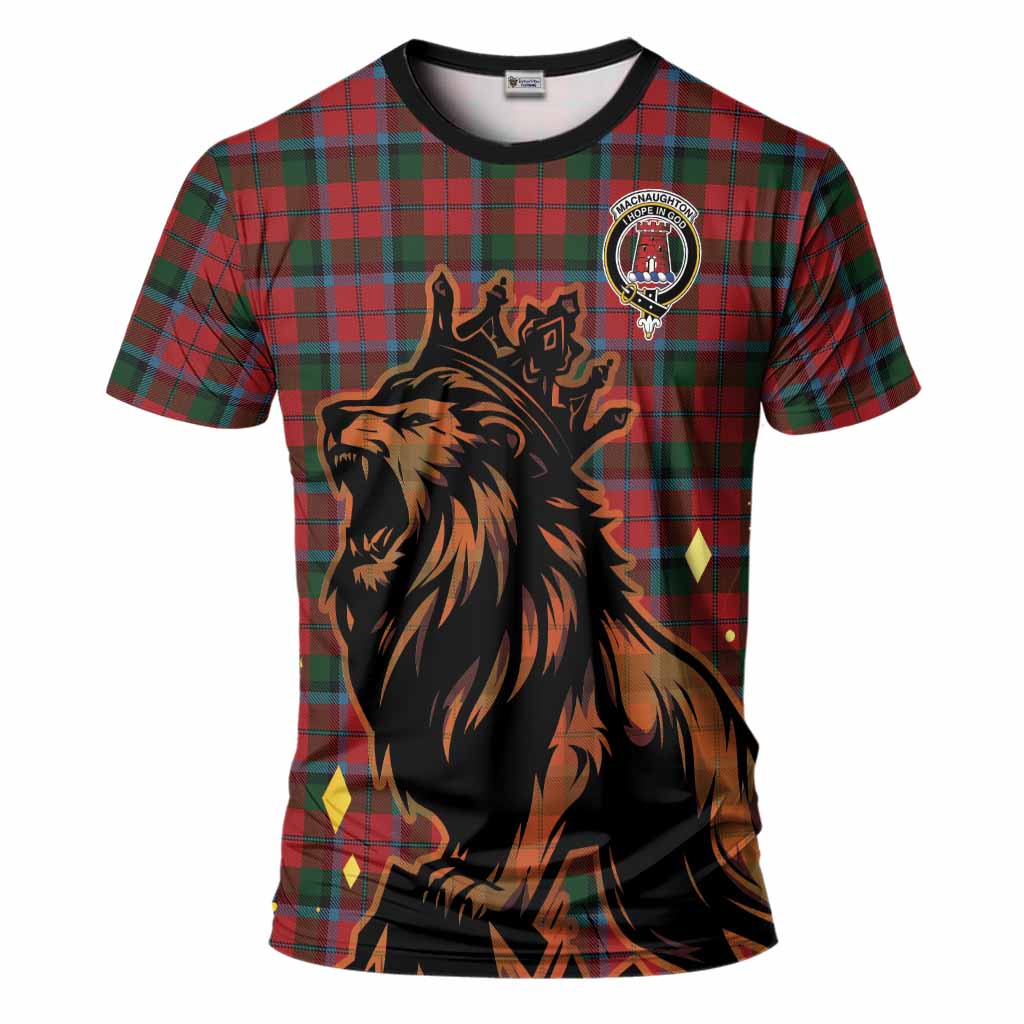 MacNaughton (McNaughton) Tartan Family Crest T-Shirt Crowned Lion Roaring