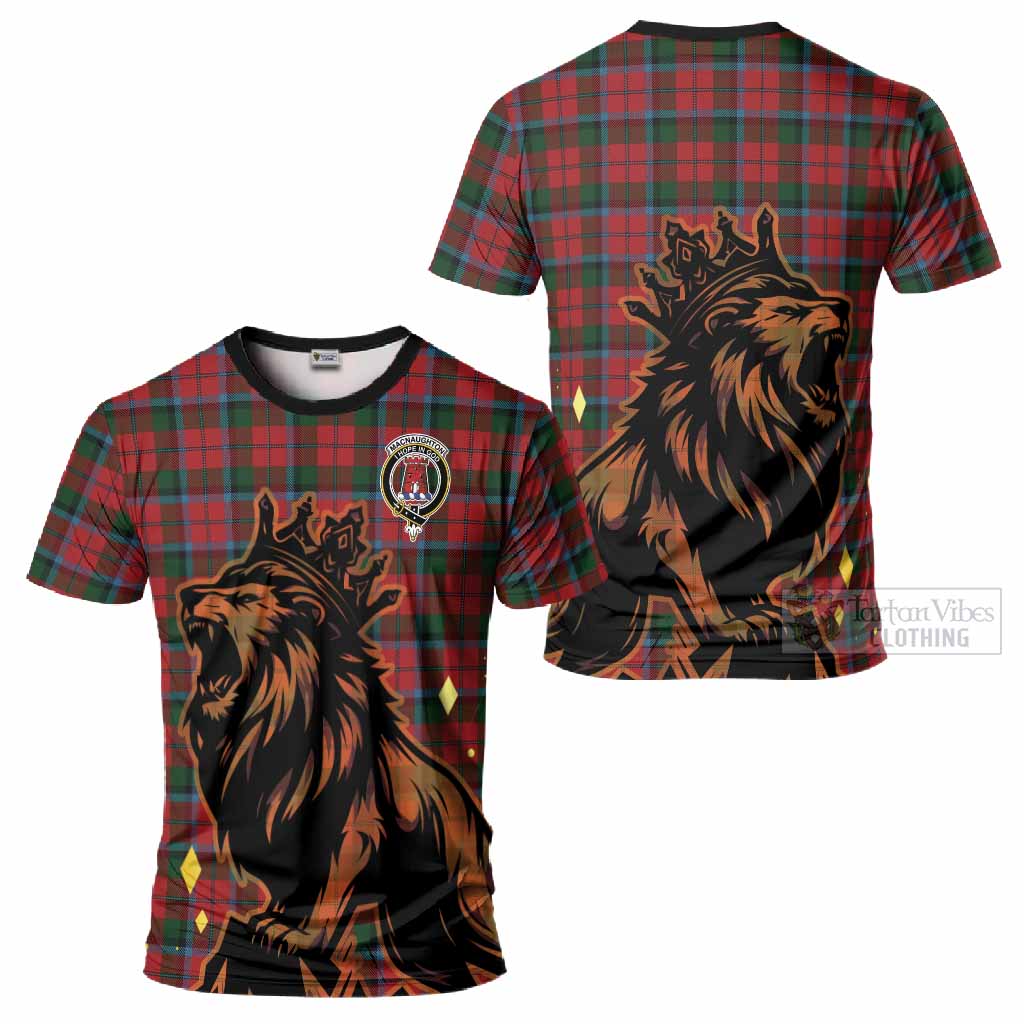 MacNaughton (McNaughton) Tartan Family Crest T-Shirt Crowned Lion Roaring