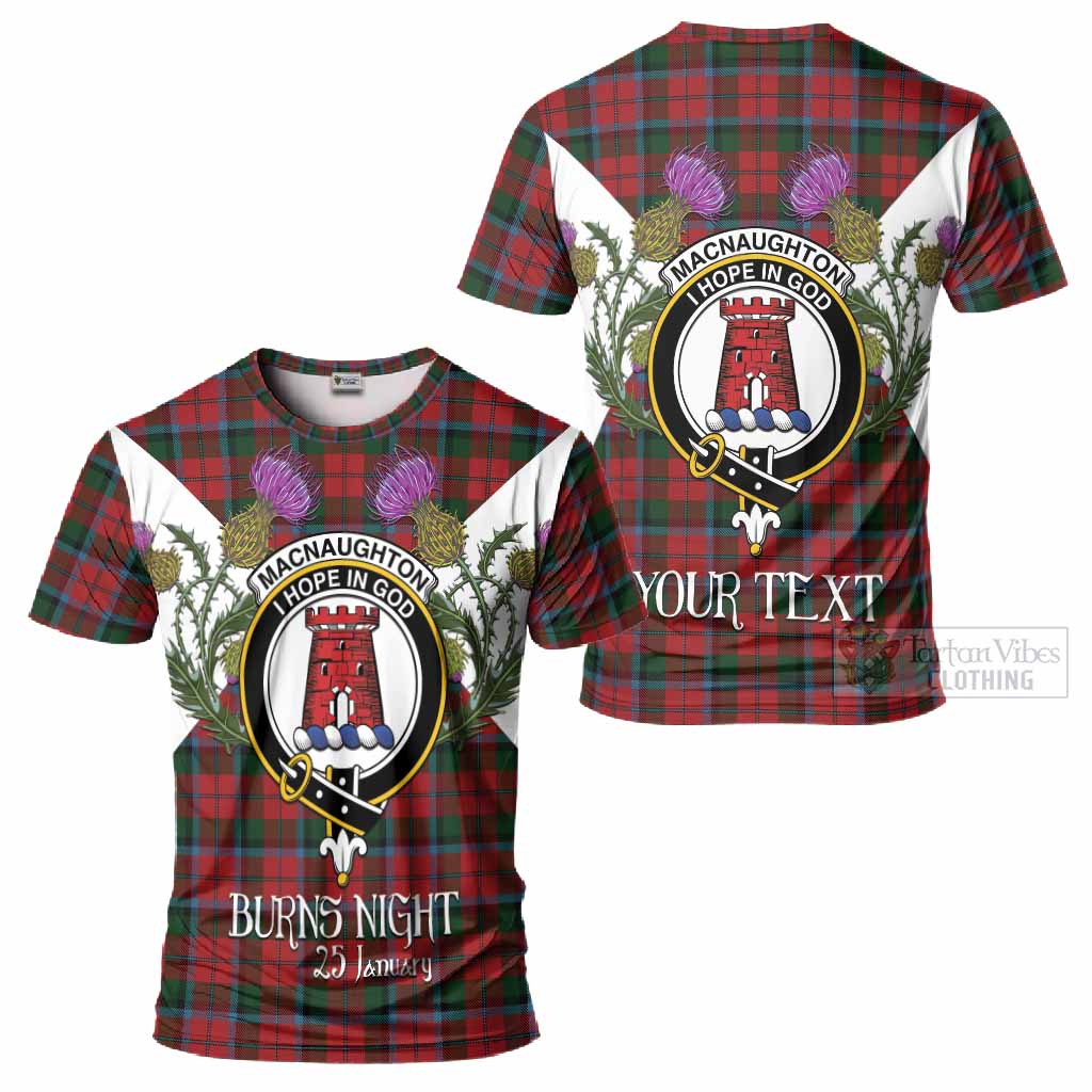 MacNaughton (McNaughton) Tartan Family Crest T-Shirt Scottish Burns Night Thistle Floral