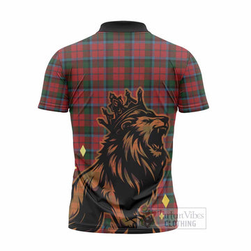 MacNaughton (McNaughton) Tartan Family Crest Zipper Polo Shirt Crowned Lion Roaring