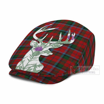 MacNaughton (McNaughton) Tartan Flat Cap, Jeff Cap Scottish Stag Thistle Floral Art
