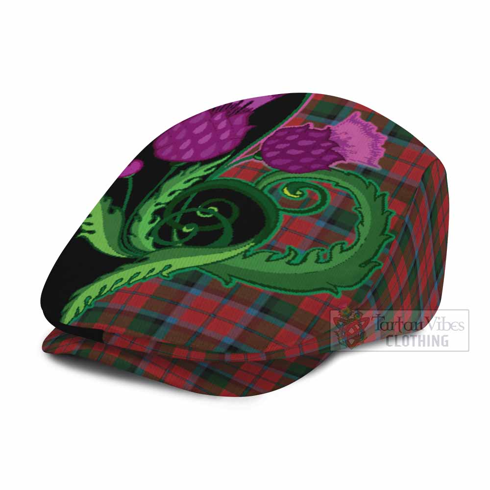 MacNaughton (McNaughton) Tartan Flat Cap, Jeff Cap Traditional Scottish Thistle