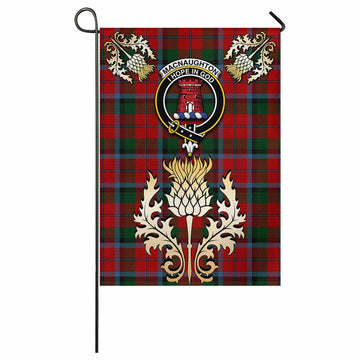 MacNaughton (McNaughton) Tartan Garden Flag with Golden Regal Scottish Thistle Emblem - Tartan Vibes Clothing