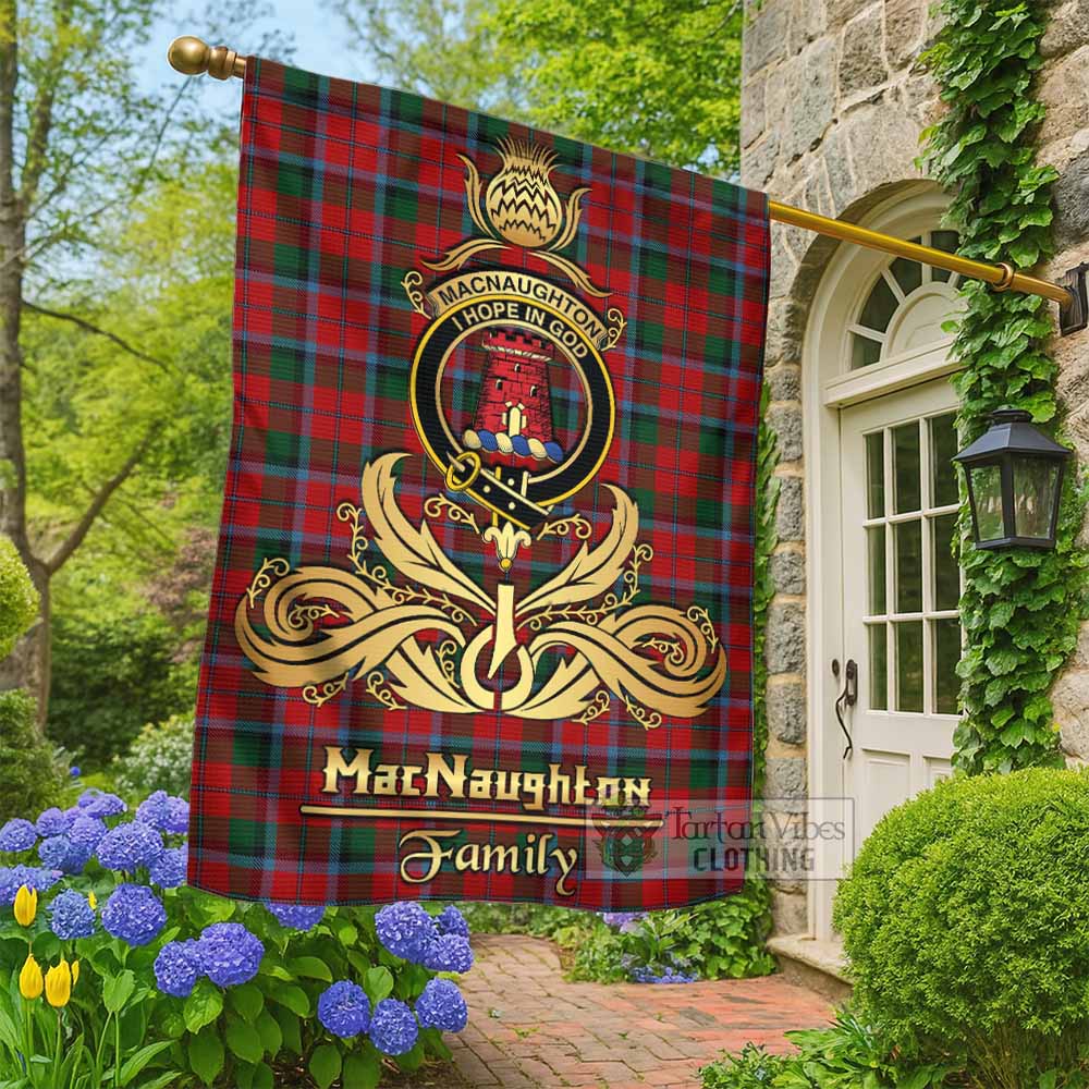 MacNaughton (McNaughton) Tartan Garden Flag with Highland Thistle Cherish Family Crest Style - Tartan Vibes Clothing