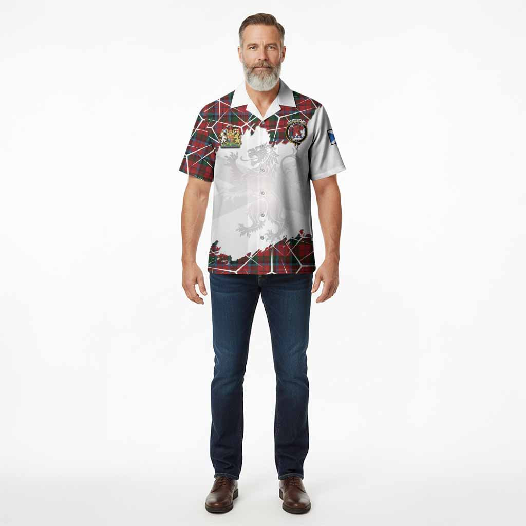MacNaughton (McNaughton) Tartan Hawaiian Shirt with Family Crest and Lion Rampant Grunge Style