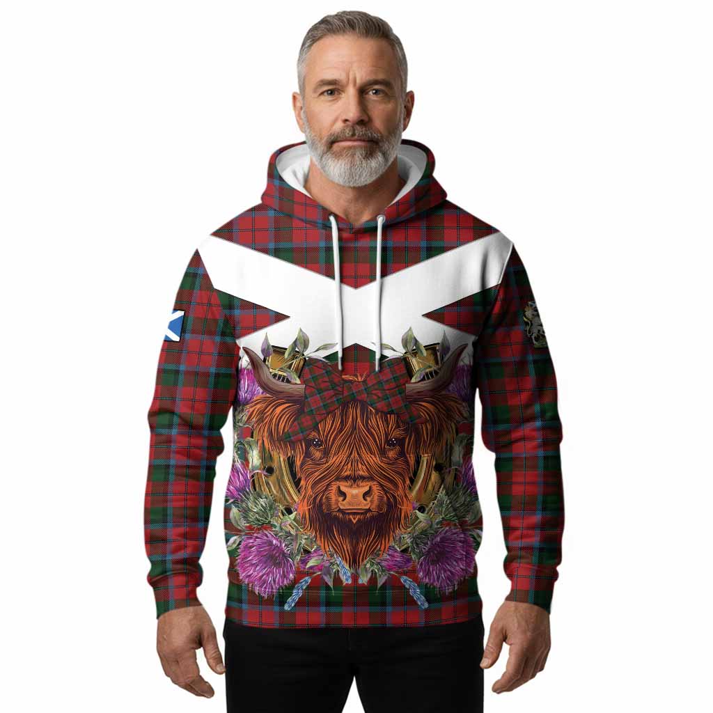 MacNaughton (McNaughton) Tartan Hoodie Scottish Thistle Heilan Coo