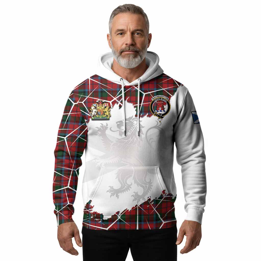 MacNaughton (McNaughton) Tartan Hoodie with Family Crest and Lion Rampant Grunge Style