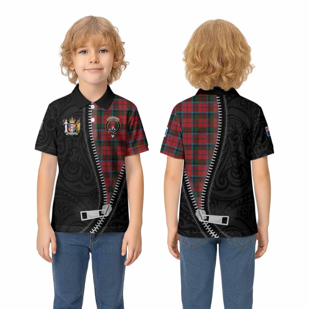 MacNaughton (McNaughton) Tartan Kid Polo Shirt New Zealand Pattern Unique Zipper Stylized