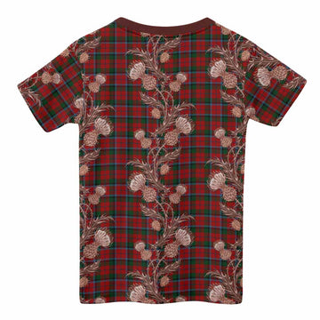 MacNaughton (McNaughton) Tartan Kid T-shirt Seamless Scottish Thistle Flowers