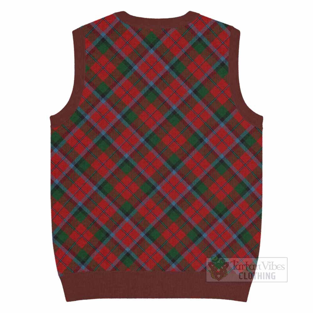 MacNaughton (McNaughton) Tartan Knitted V-Neck Vest with Family Crest Cross Style