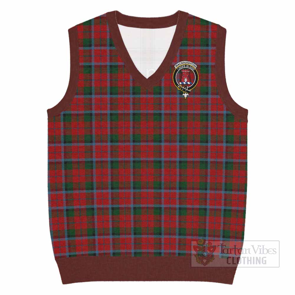 MacNaughton (McNaughton) Tartan Knitted V-Neck Vest with Family Crest - Tartan Vibes Clothing