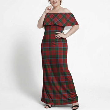 MacNaughton (McNaughton) Tartan Off Shoulder Ruffle Maxi Dress