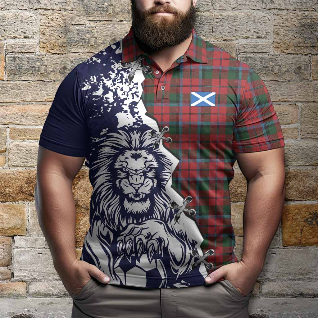 MacNaughton (McNaughton) Tartan Scottish Polo Shirt Angry Lion With Soccer Ball Style