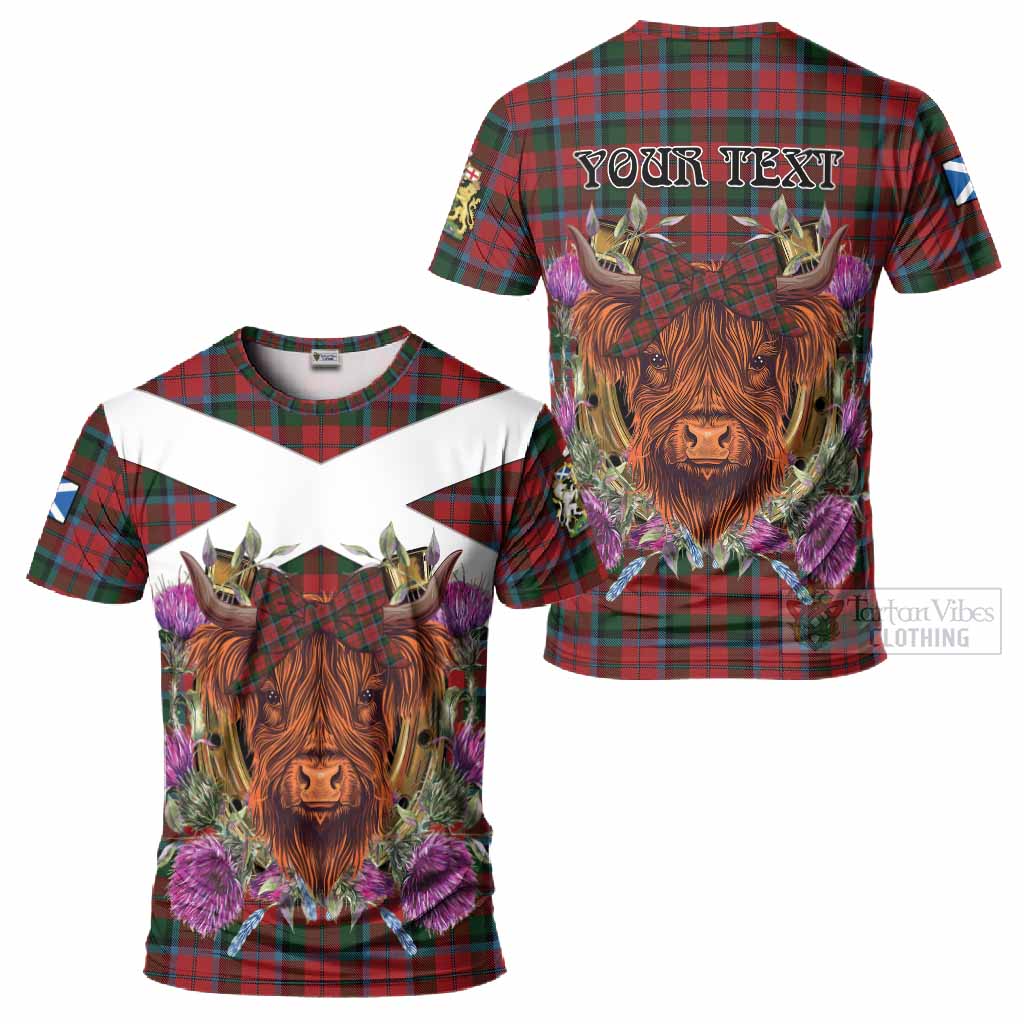 MacNaughton (McNaughton) Tartan T-Shirt Scottish Thistle Heilan Coo