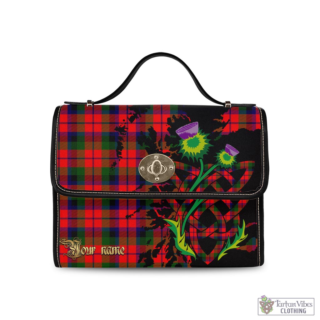 Tartan Vibes Clothing MacNaughton Modern Tartan Waterproof Canvas Bag with Scotland Map and Thistle Celtic Accents