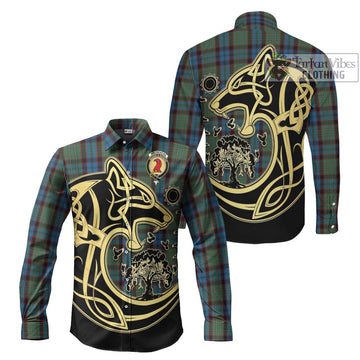 MacNeacail Hunting Tartan Long Sleeve Button Shirt with Family Crest Celtic Wolf Style Men's Shirt S - Tartan Vibes Clothing