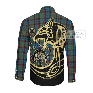 MacNeacail Hunting Tartan Long Sleeve Button Shirt with Family Crest Celtic Wolf Style Men's Shirt - Tartan Vibes Clothing