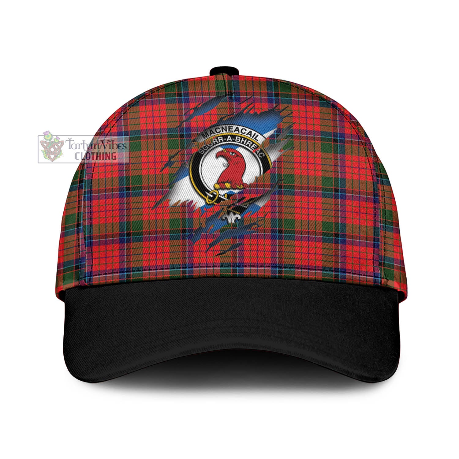 Tartan Vibes Clothing MacNeacail of Scorrybreac Tartan Classic Cap with Family Crest In Me Style